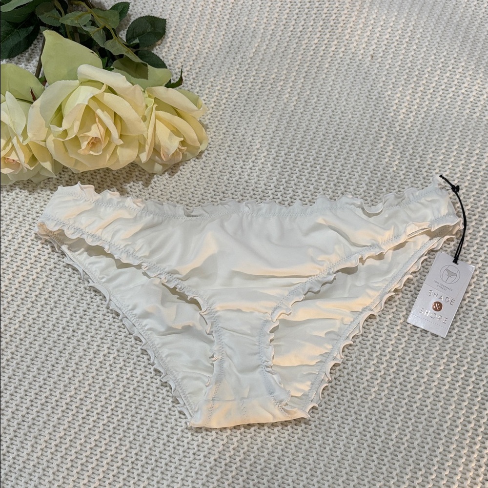 NWT Shade & Shore Ivory Ruffled Swim Bikini Bottom